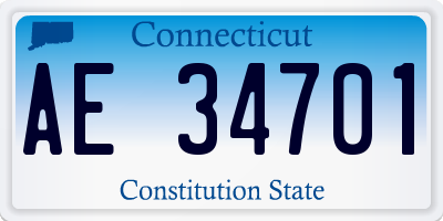 CT license plate AE34701