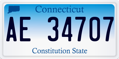 CT license plate AE34707