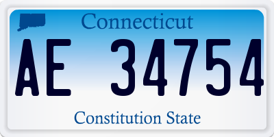 CT license plate AE34754