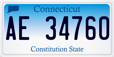 CT license plate AE34760