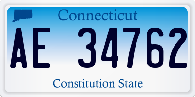 CT license plate AE34762