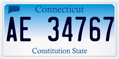 CT license plate AE34767