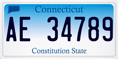 CT license plate AE34789