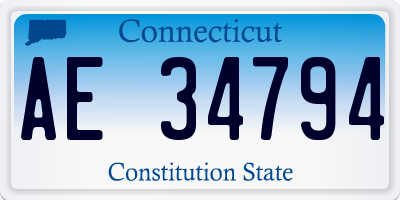 CT license plate AE34794