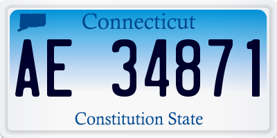 CT license plate AE34871
