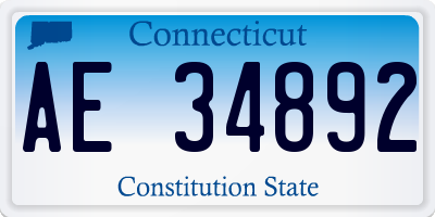 CT license plate AE34892