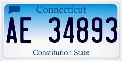 CT license plate AE34893