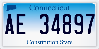CT license plate AE34897