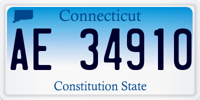 CT license plate AE34910