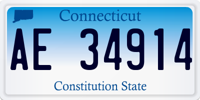 CT license plate AE34914