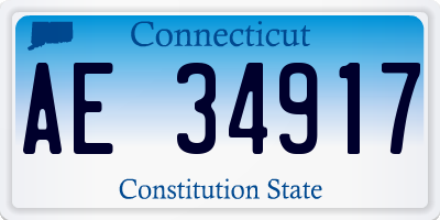CT license plate AE34917
