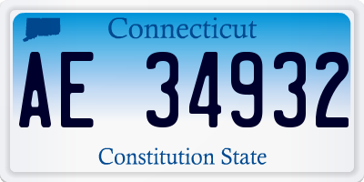 CT license plate AE34932