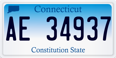 CT license plate AE34937