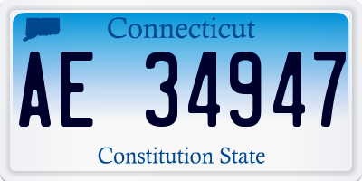 CT license plate AE34947