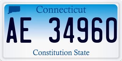 CT license plate AE34960