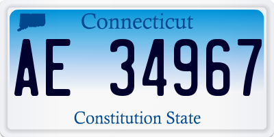 CT license plate AE34967