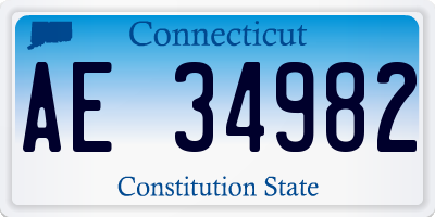 CT license plate AE34982