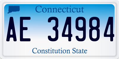 CT license plate AE34984