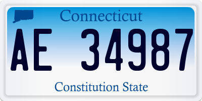 CT license plate AE34987