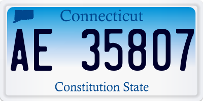 CT license plate AE35807
