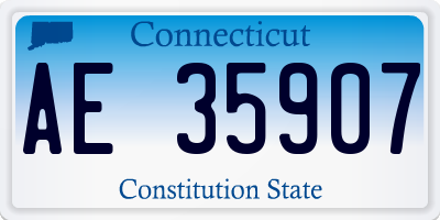 CT license plate AE35907