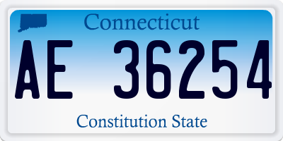 CT license plate AE36254