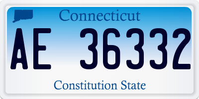 CT license plate AE36332