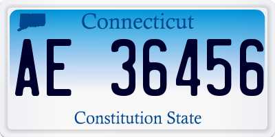 CT license plate AE36456