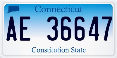 CT license plate AE36647