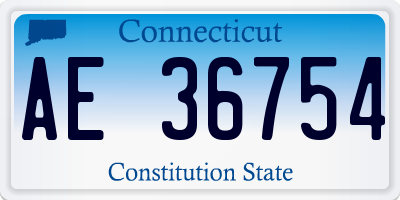 CT license plate AE36754