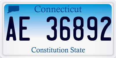 CT license plate AE36892