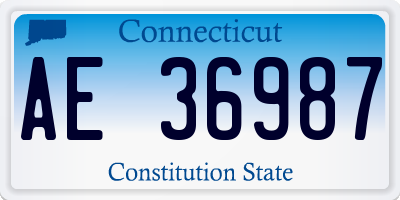 CT license plate AE36987