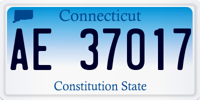 CT license plate AE37017