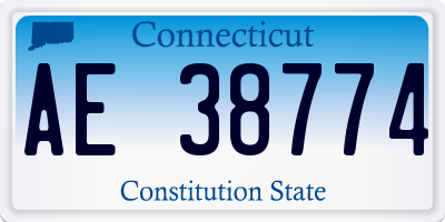 CT license plate AE38774