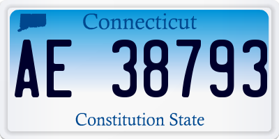 CT license plate AE38793