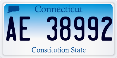 CT license plate AE38992