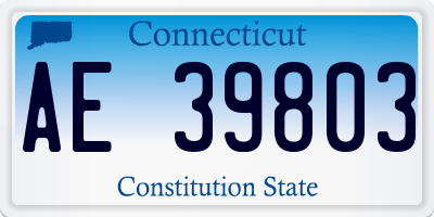 CT license plate AE39803