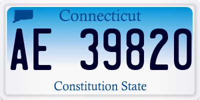 CT license plate AE39820