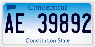 CT license plate AE39892