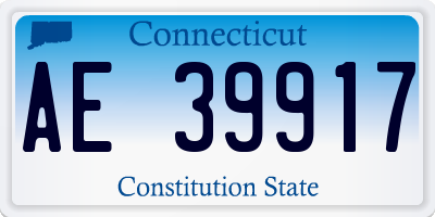 CT license plate AE39917