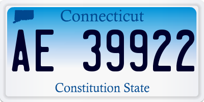 CT license plate AE39922