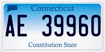 CT license plate AE39960
