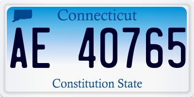 CT license plate AE40765