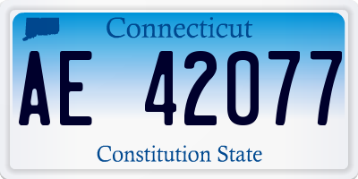 CT license plate AE42077
