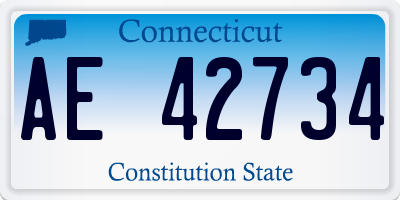 CT license plate AE42734