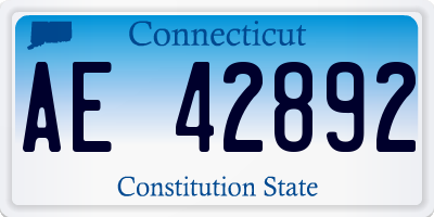 CT license plate AE42892