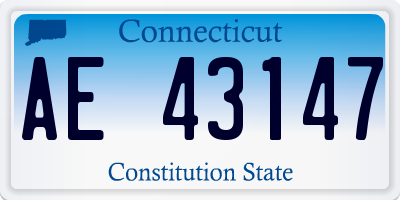 CT license plate AE43147