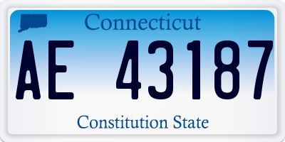 CT license plate AE43187