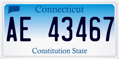 CT license plate AE43467
