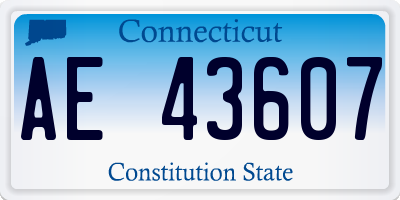 CT license plate AE43607